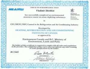 HVAC sertificate